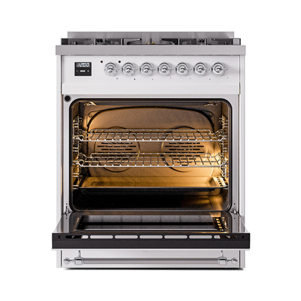 ILVE_UP30NMPRAC_Nostalgie_II_30"_Dual_Fuel_Range_oven_door_opened