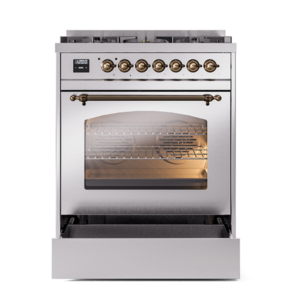ILVE_UP30NMPSSB_Nostalgie_II_30"_Dual_Fuel_Range_drawer_opened