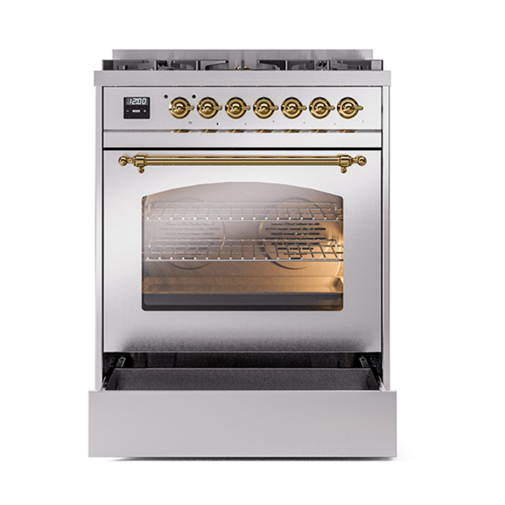 ILVE_UP30NMPSSGLP_Nostalgie_II_30"_Dual_Fuel_Range_drawer_opened