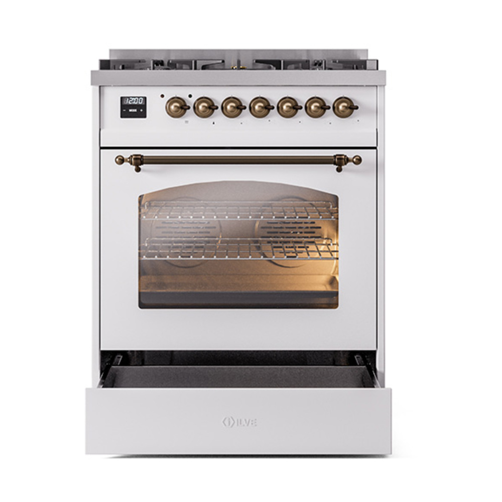ILVE_UP30NMPWHB_Nostalgie_II_30"_Dual_Fuel_Range_drawer_opened