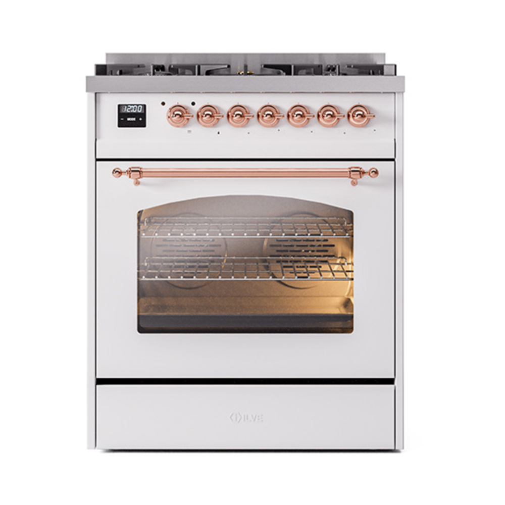 ILVE_UP30NMPWHPLP_Nostalgie_II_30"_Dual_Fuel_Range_front_view