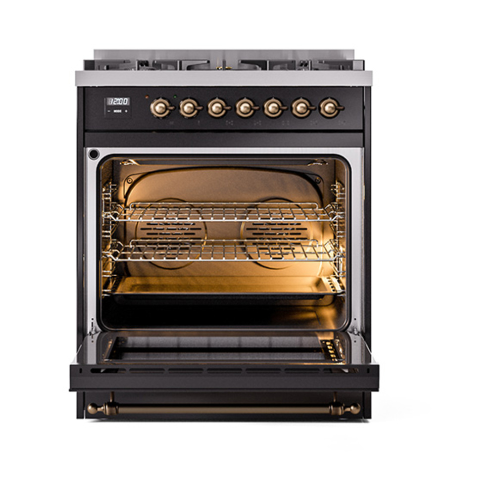 ILVE_UP30QNMPBKB_Nostalgie_II_30"_Dual_Fuel_Range_oven_door_opened