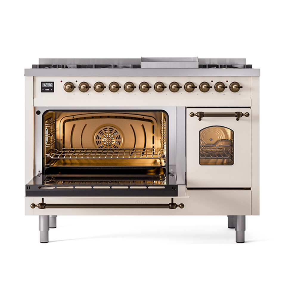 ILVE_UP48FNMPAWB_Nostalgie_II_48"_Dual_Fuel_Range_main_oven_door_opened