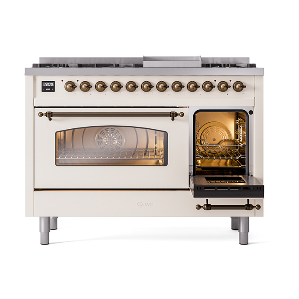 ILVE_UP48FNMPAWB_Nostalgie_II_48"_Dual_Fuel_Range_side_oven_door_opened