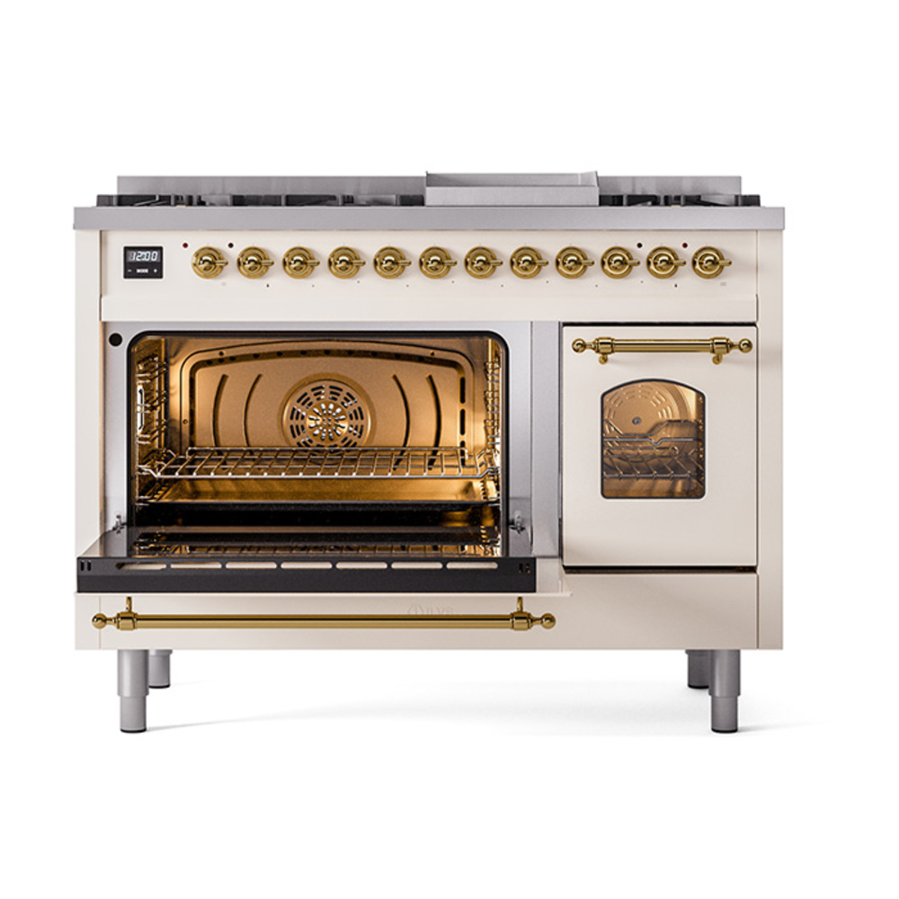 ILVE_UP48FNMPAWG_Nostalgie_II_48"_Dual_Fuel_Range_main_oven_door_opened