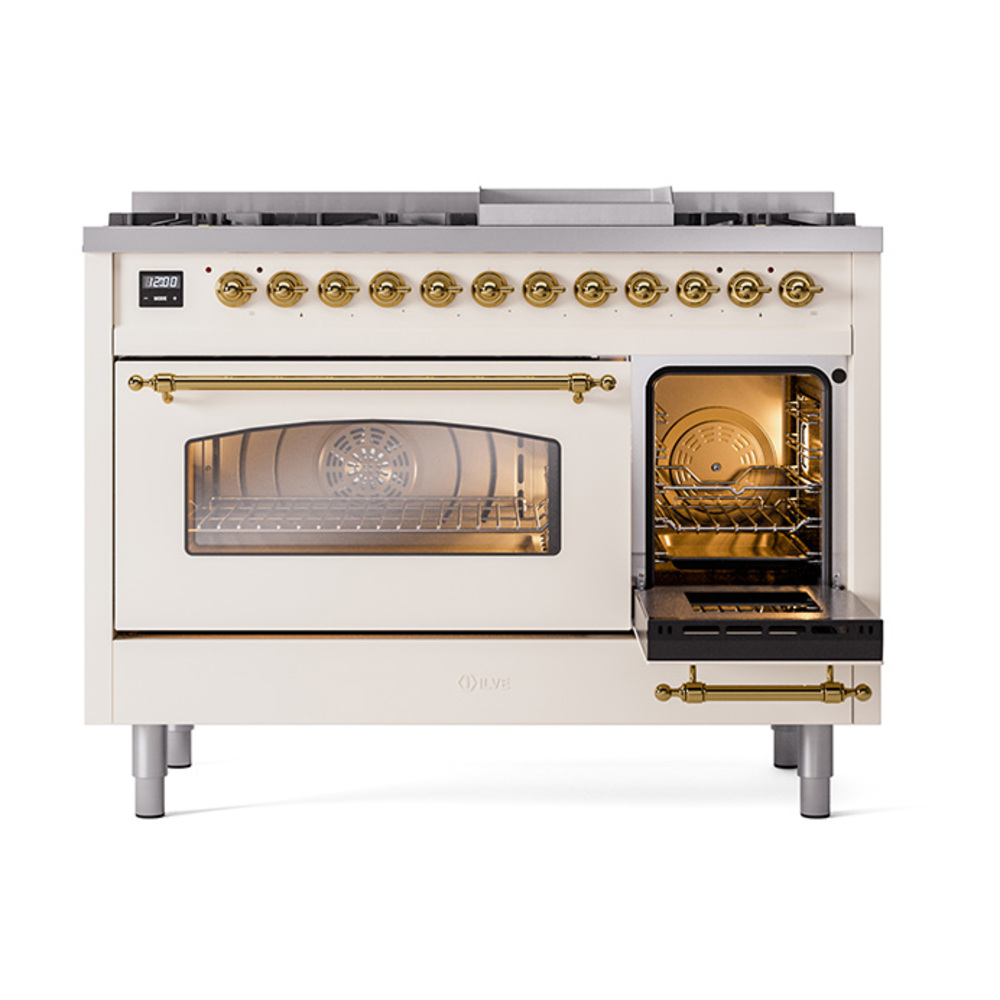 ILVE_UP48FNMPAWG_Nostalgie_II_48"_Dual_Fuel_Range_side_oven_door_opened