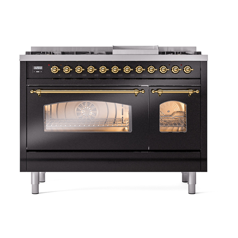 ILVE_UP48FNMPBKG_Nostalgie_II_48"_Dual_Fuel_Range_front_view