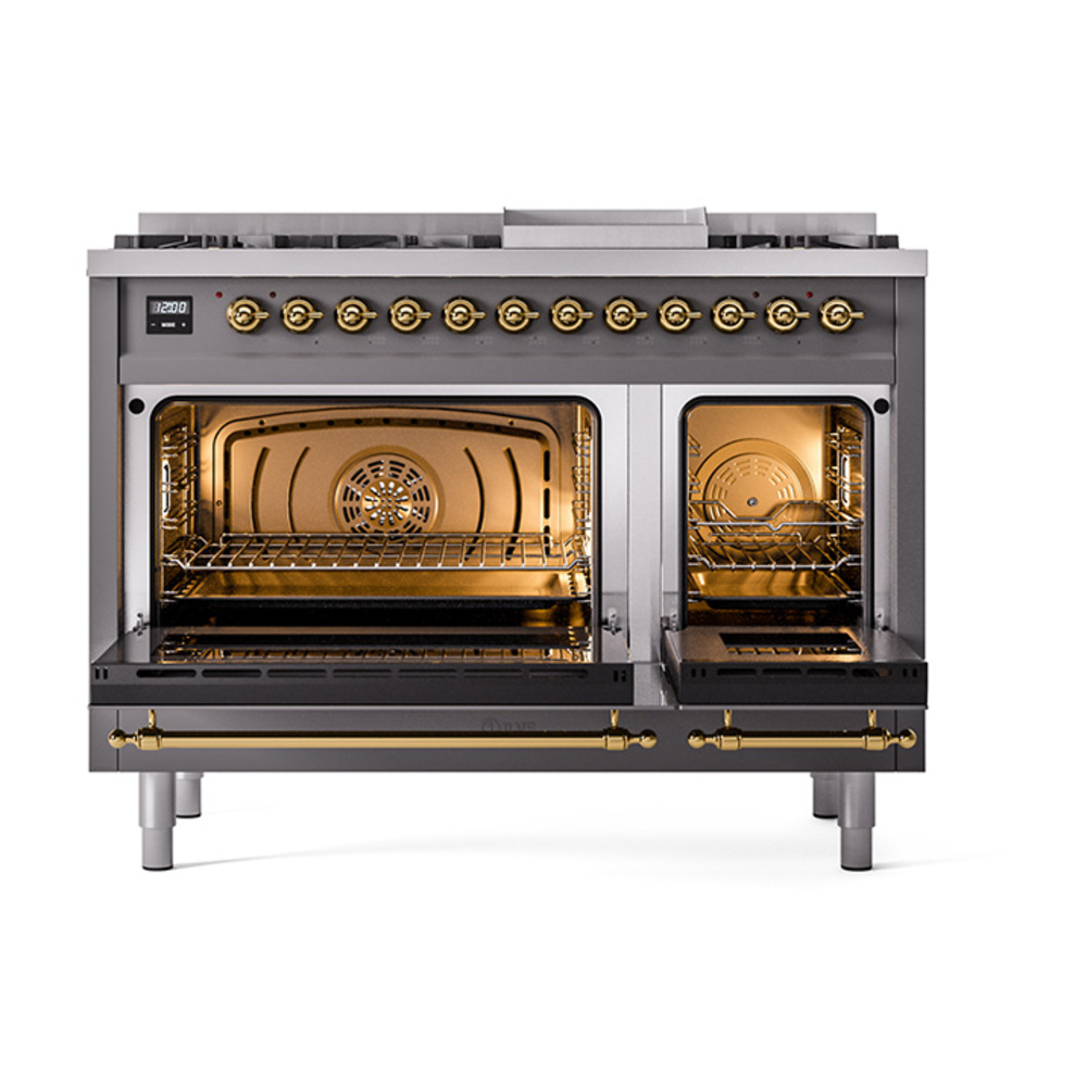 ILVE_UP48FNMPMGGLP_Nostalgie_II_48"_Dual_Fuel_Range_oven_door_opened