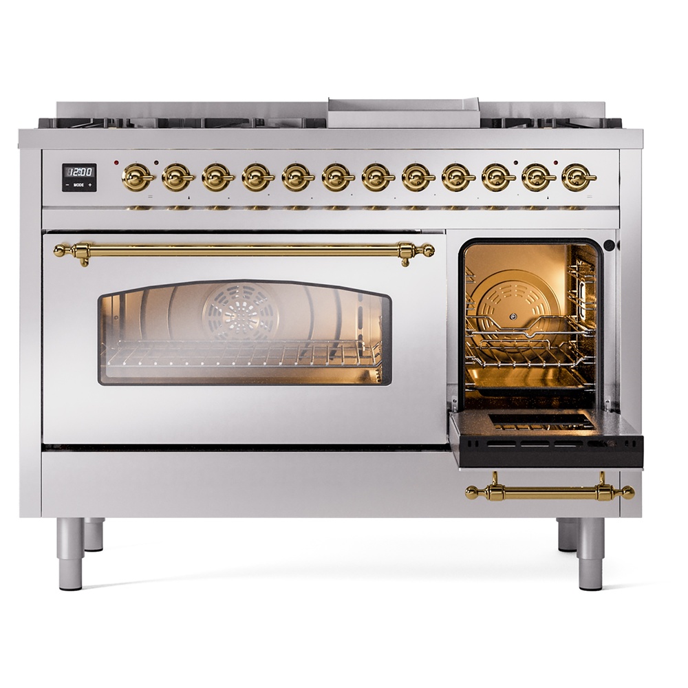 ILVE_UP48FNMPSSG_Nostalgie_II_48"_Dual_Fuel_Range_side_oven_door_opened