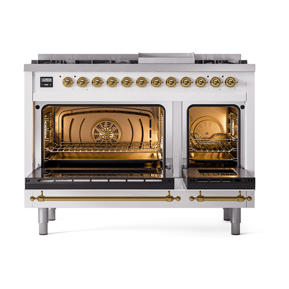 ILVE_UP48FNMPWHGLP_Nostalgie_II_48"_Dual_Fuel_Range_oven_door_opened